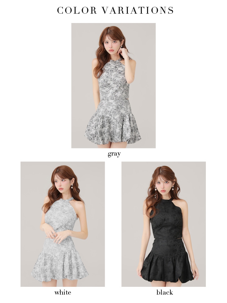 ROBE de FLEURS ローブドフルール 【XSサイズあり】ジャガードホルターネックフレアミニキャバドレス fm4624-c