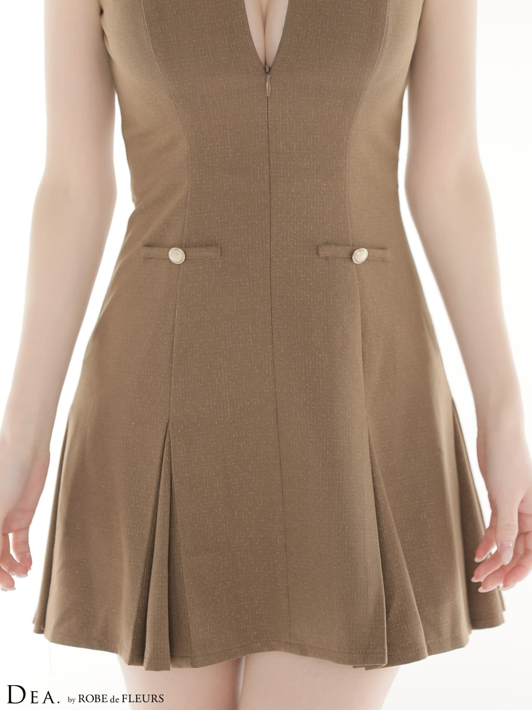 DEA. ディア バイ ローブドフルール 【XS～Lサイズあり】襟袖ラメツイルフレアミニキャバドレス de4312-c