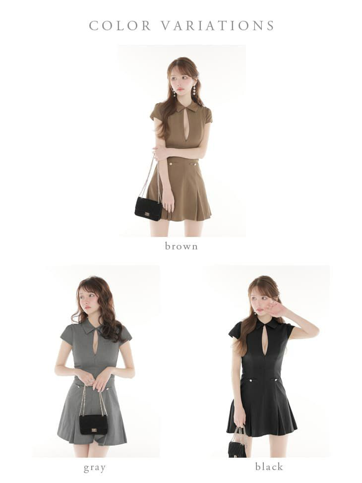 DEA. ディア バイ ローブドフルール 【XS～Lサイズあり】襟袖ラメツイルフレアミニキャバドレス de4312-c