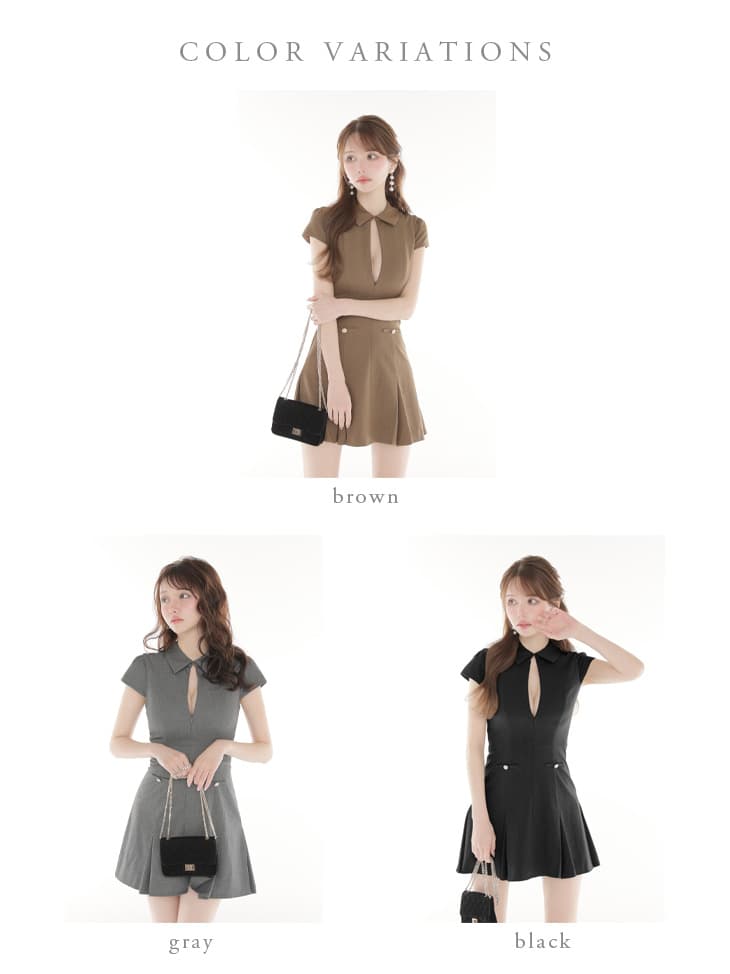 DEA. ディア バイ ローブドフルール 【XS～Lサイズあり】襟袖ラメツイルフレアミニキャバドレス de4312-c