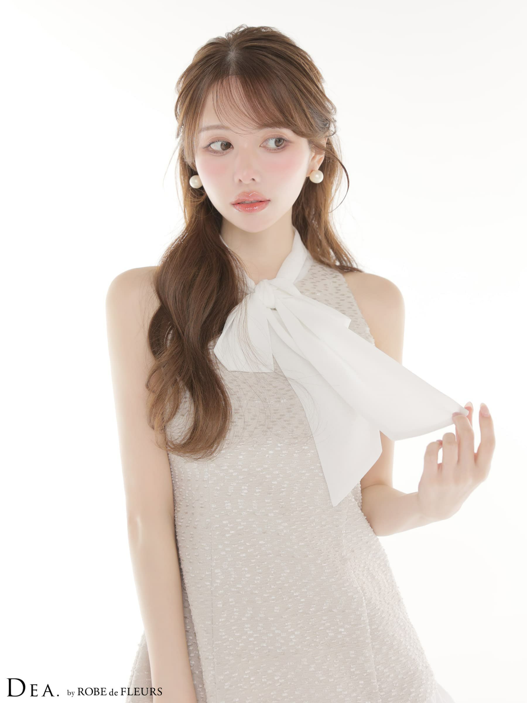 DEA. ディア バイ ローブドフルール 【XSサイズあり】 ツイードハイネックボウタイタイトセットアップミニキャバドレス de4616-c