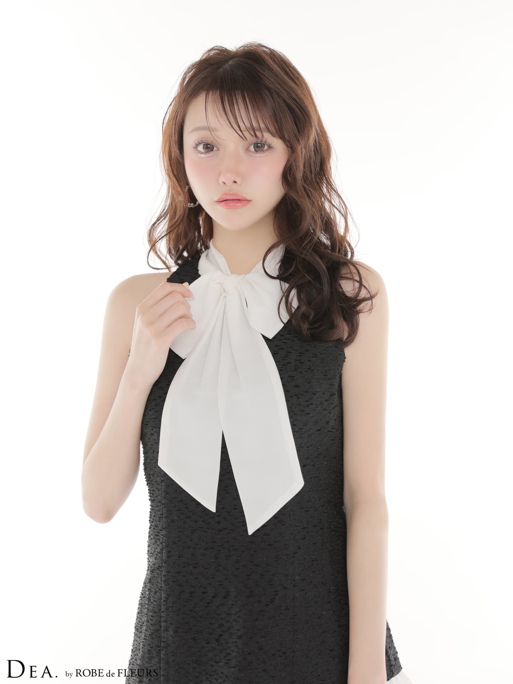 DEA. ディア バイ ローブドフルール 【XSサイズあり】 ツイードハイネックボウタイタイトセットアップミニキャバドレス de4616-c