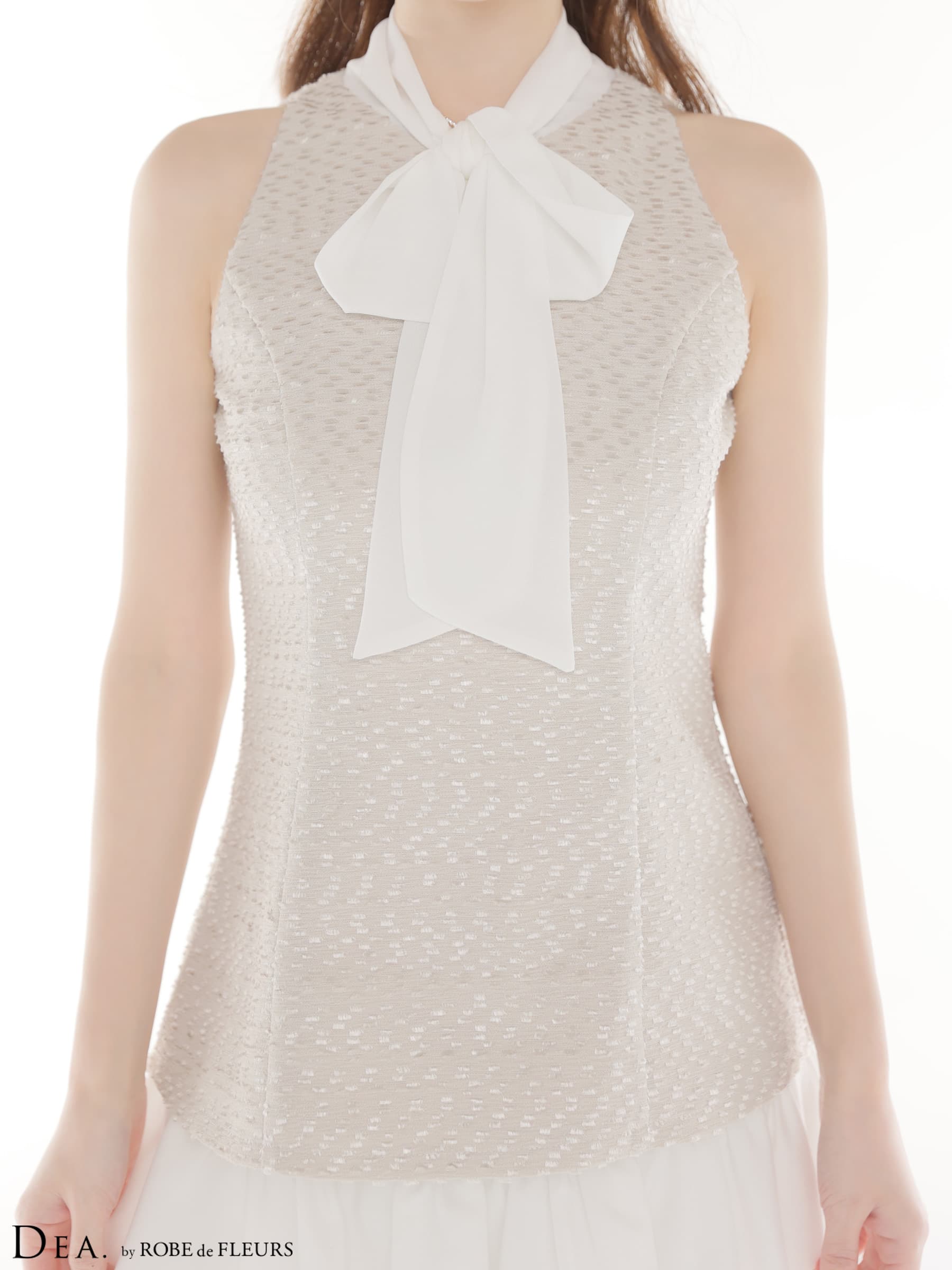 DEA. ディア バイ ローブドフルール 【XSサイズあり】 ツイードハイネックボウタイタイトセットアップミニキャバドレス de4616-c