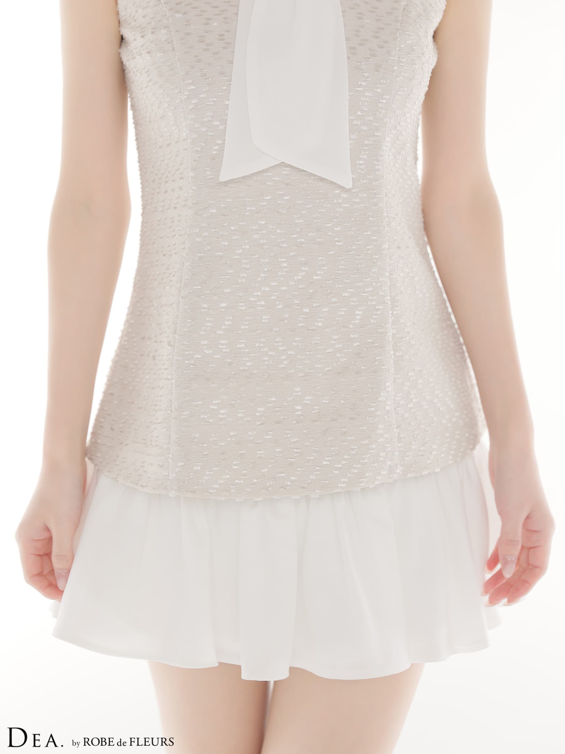 DEA. ディア バイ ローブドフルール 【XSサイズあり】 ツイードハイネックボウタイタイトセットアップミニキャバドレス de4616-c