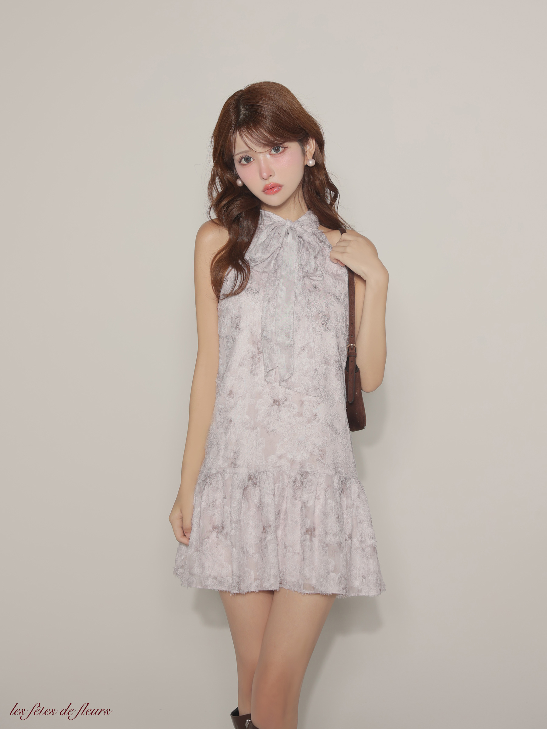 Les fetes de fleurs レフェットデフルール【XSサイズあり】 fleurs jacquard mini dress LF4625