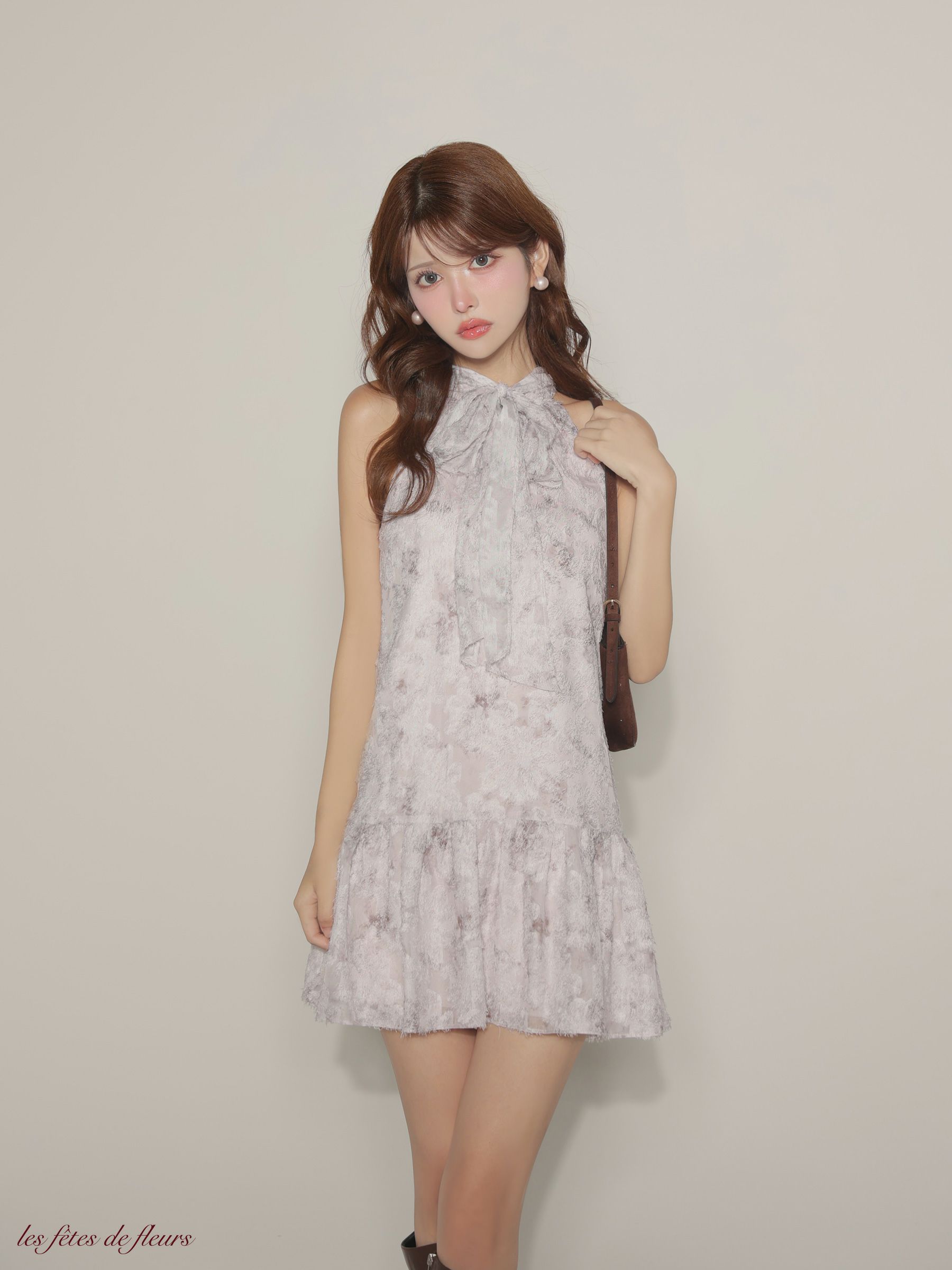 Les fetes de fleurs レフェットデフルール【XSサイズあり】 fleurs jacquard mini dress LF4625