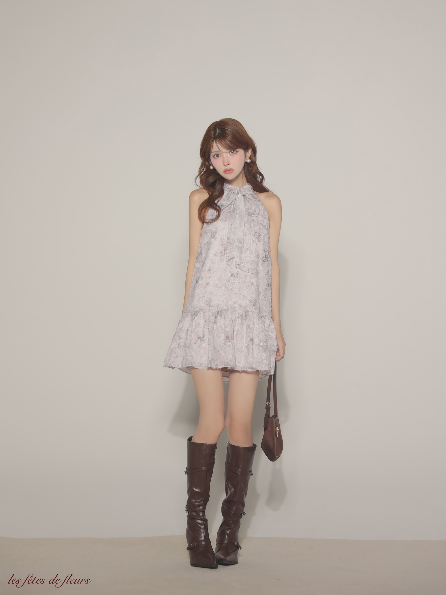 Les fetes de fleurs レフェットデフルール【XSサイズあり】 fleurs jacquard mini dress LF4625