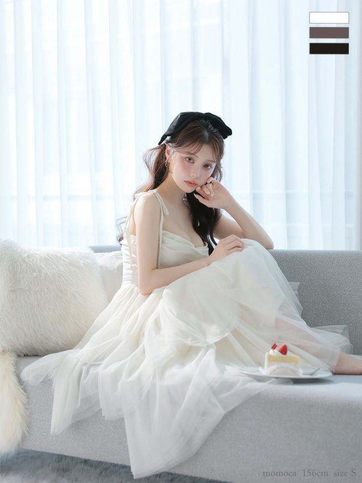 Les fetes de fleurs レフェットデフルール【XSサイズあり】 luxe tulle long dress LF4636