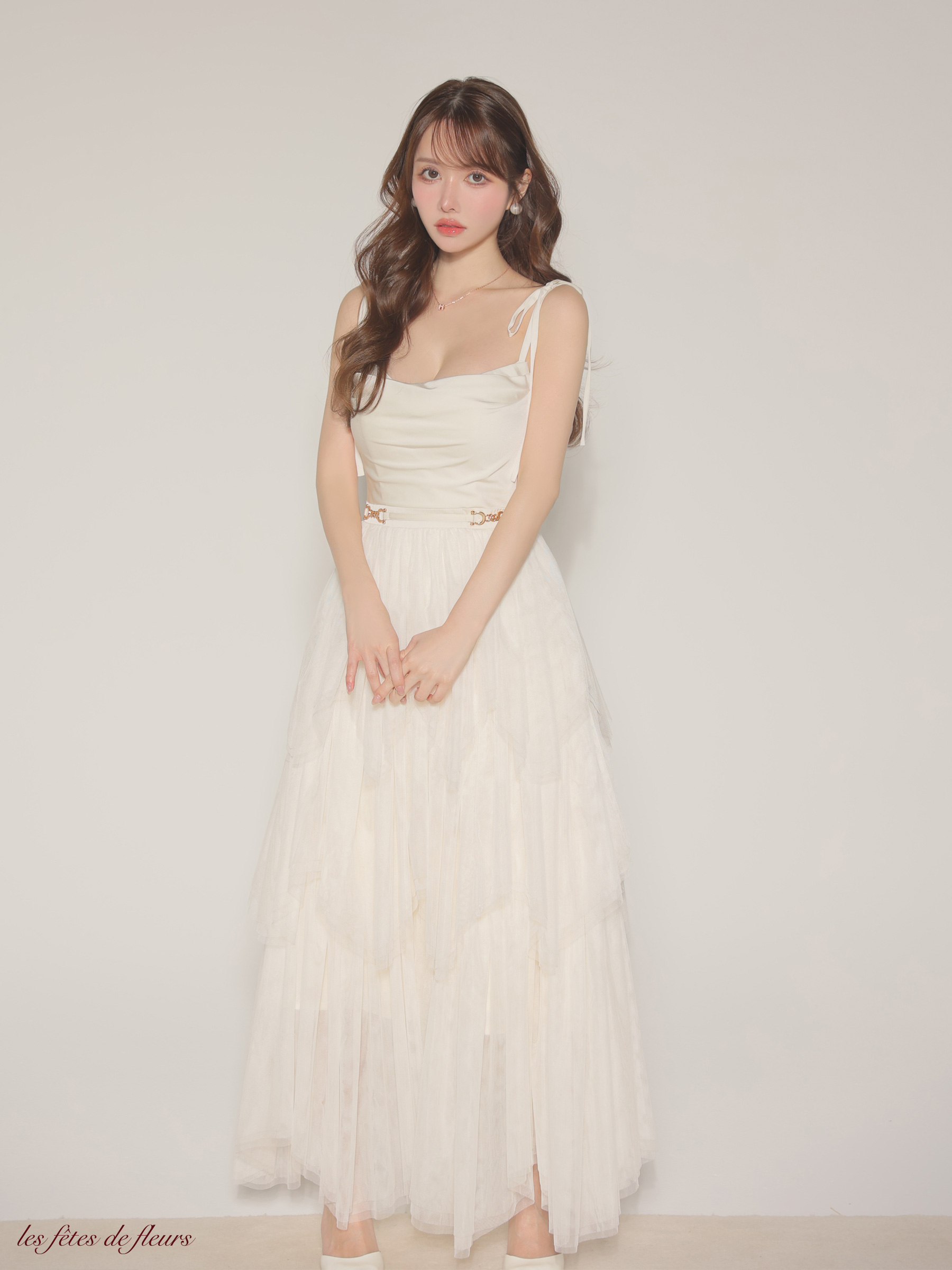 Les fetes de fleurs レフェットデフルール【XSサイズあり】 luxe tulle long dress LF4636