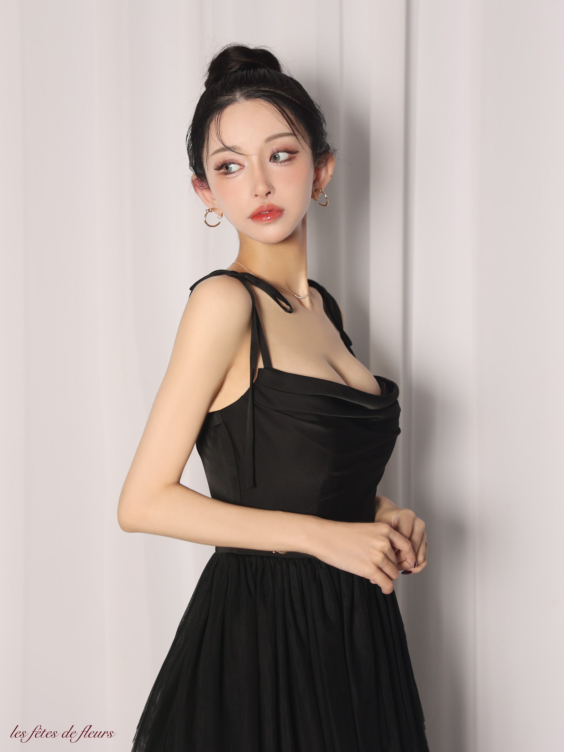 Les fetes de fleurs レフェットデフルール【XSサイズあり】 luxe tulle long dress LF4636