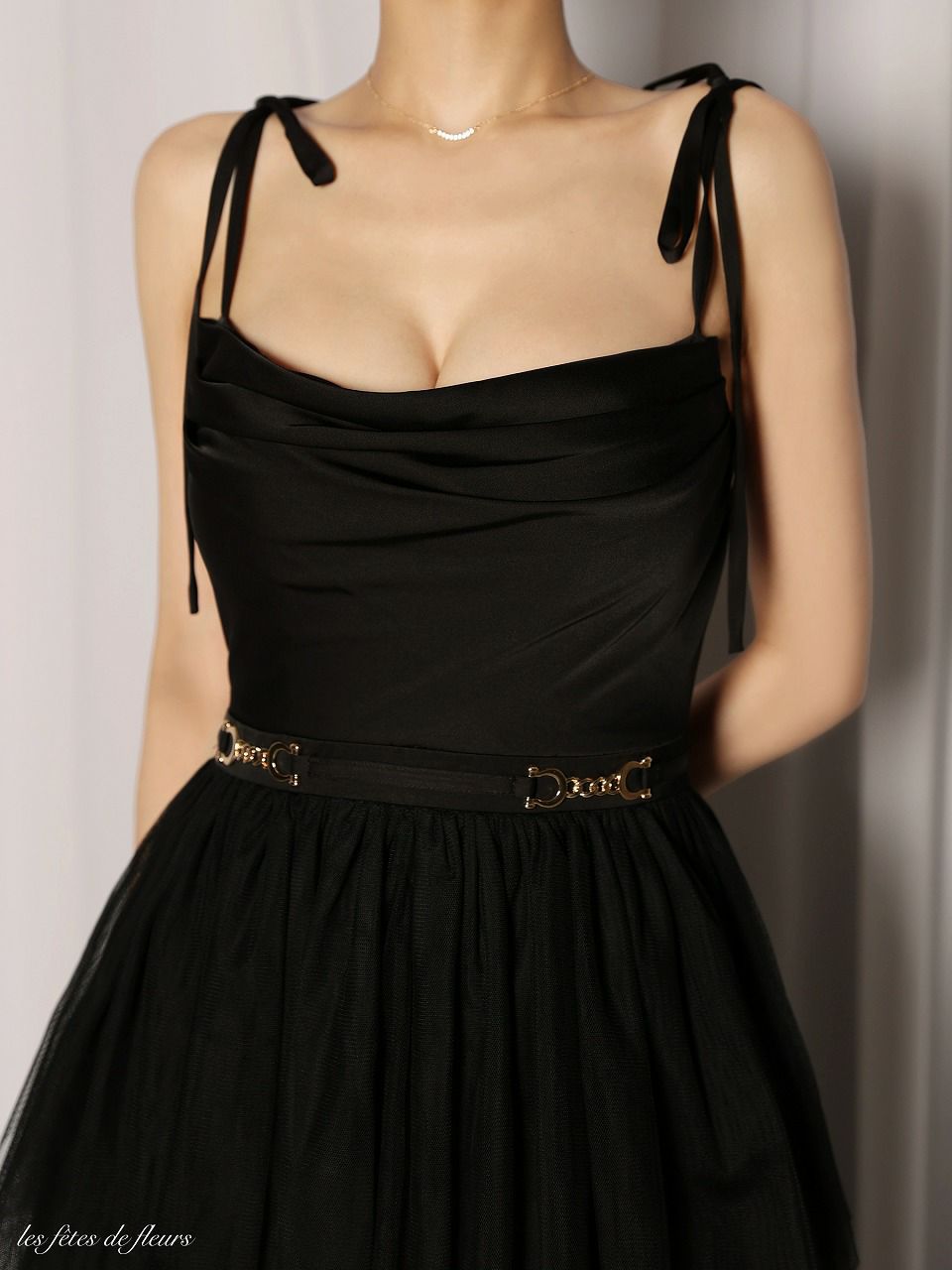 Les fetes de fleurs レフェットデフルール【XSサイズあり】 luxe tulle long dress LF4636