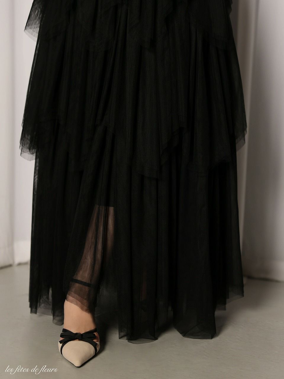 Les fetes de fleurs レフェットデフルール【XSサイズあり】 luxe tulle long dress LF4636