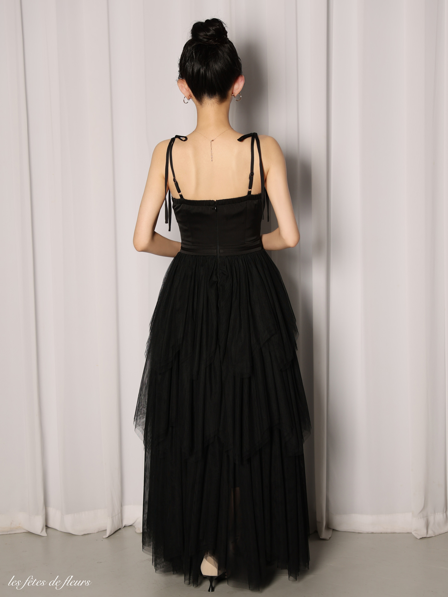 Les fetes de fleurs レフェットデフルール【XSサイズあり】 luxe tulle long dress LF4636