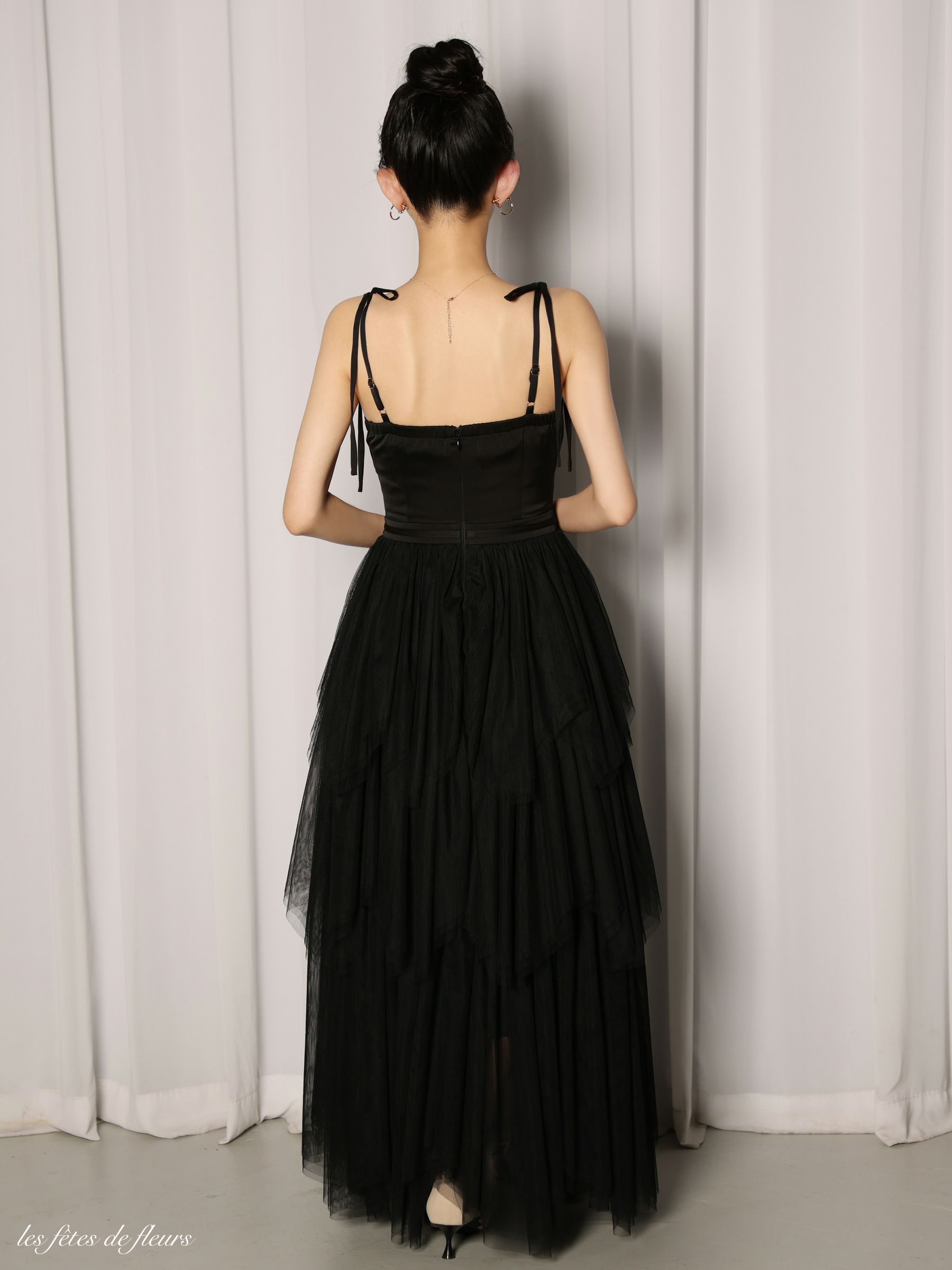 Les fetes de fleurs レフェットデフルール【XSサイズあり】 luxe tulle long dress LF4636
