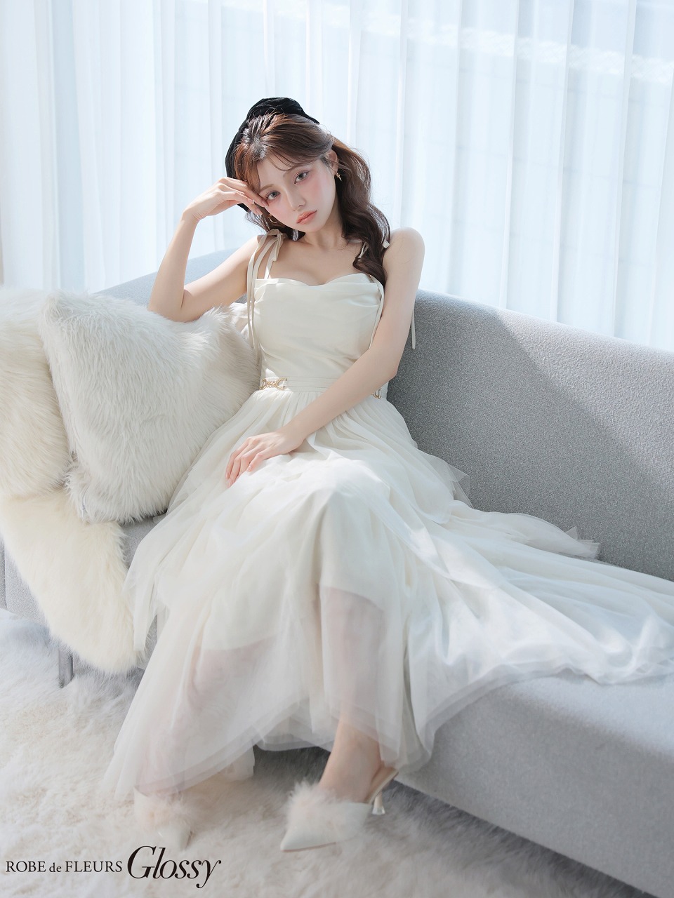 Les fetes de fleurs レフェットデフルール【XSサイズあり】 luxe tulle long dress LF4636