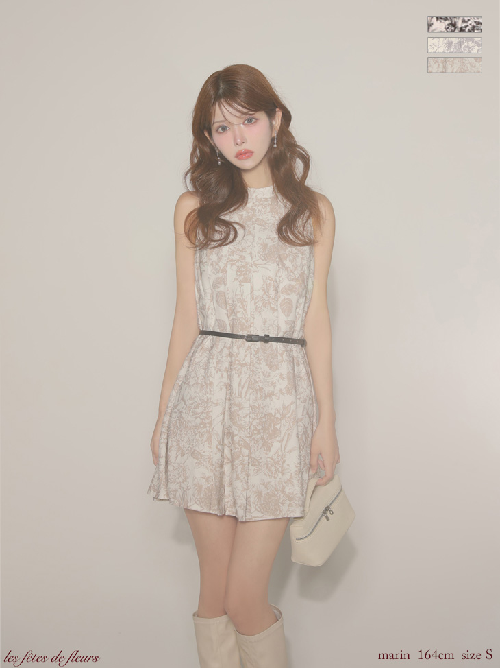 Les fetes de fleurs レフェットデフルール【XSサイズあり】 belle bloom mini dress LF4613