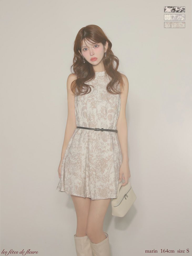 Les fetes de fleurs レフェットデフルール【XSサイズあり】 belle bloom mini dress LF4613