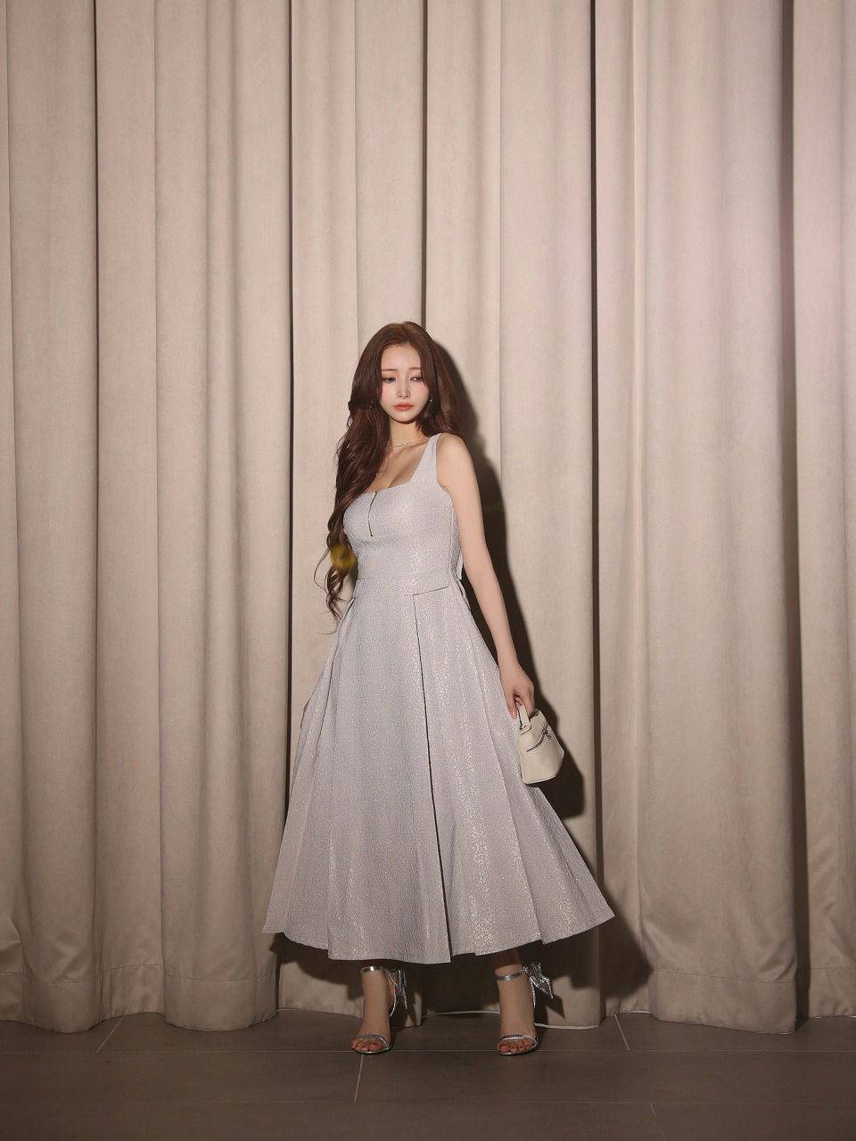 Les fetes de fleurs レフェットデフルール 【Lサイズあり】charmer jacquard back ribbon long dress LF4635