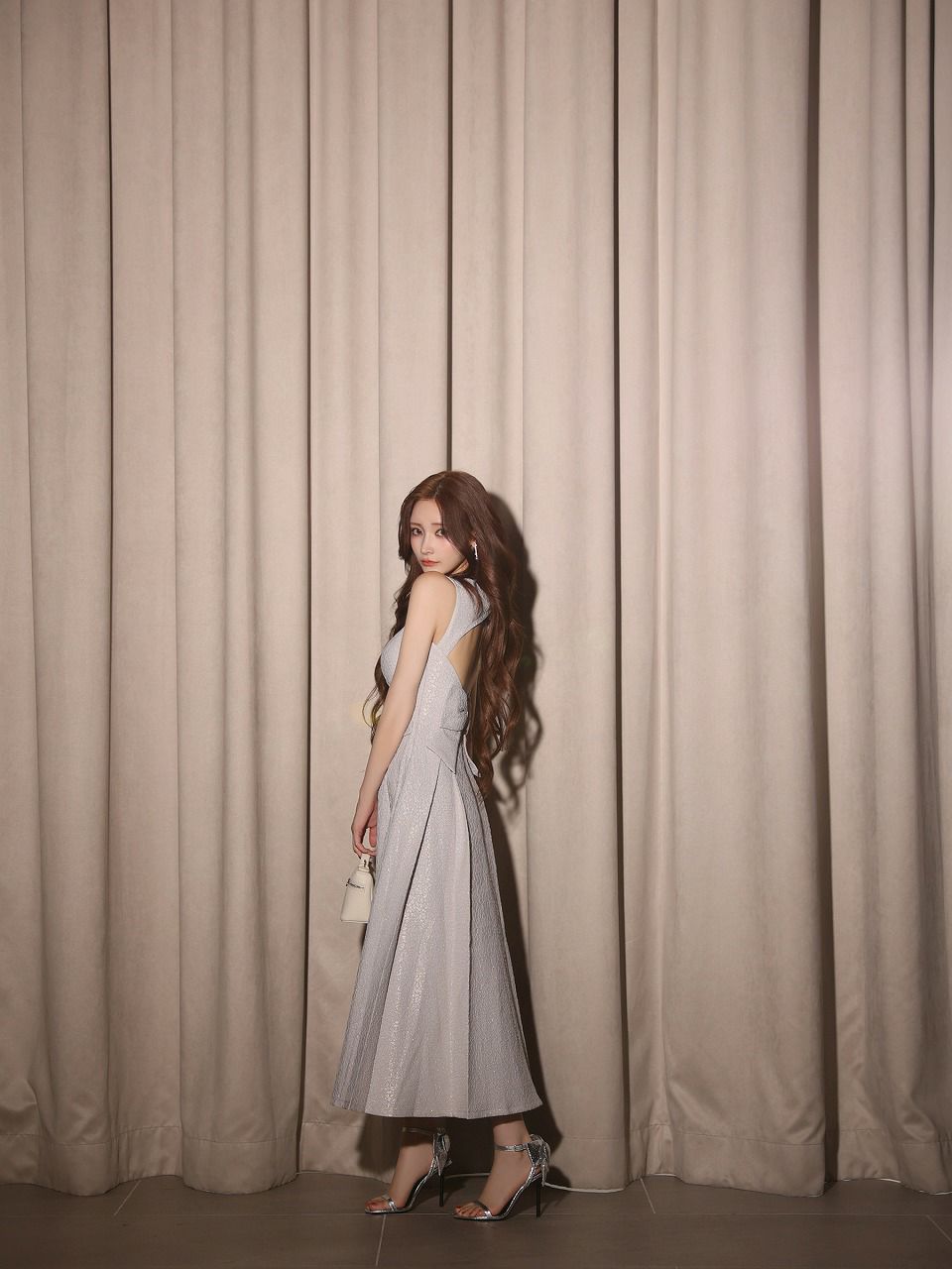 Les fetes de fleurs レフェットデフルール 【Lサイズあり】charmer jacquard back ribbon long dress LF4635