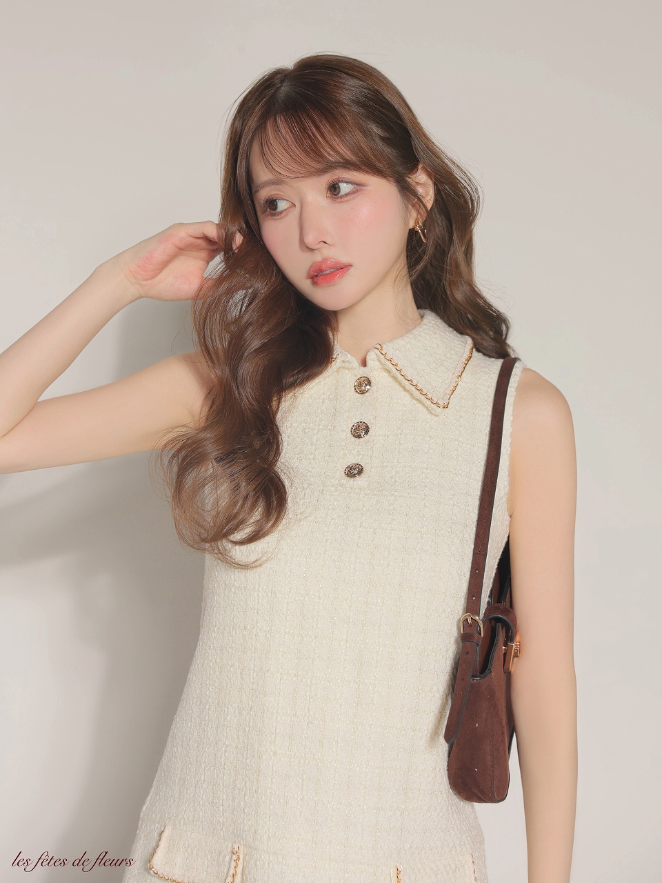 Les fetes de fleurs レフェットデフルール 【XSサイズあり】classic tweed mini dress LF4634