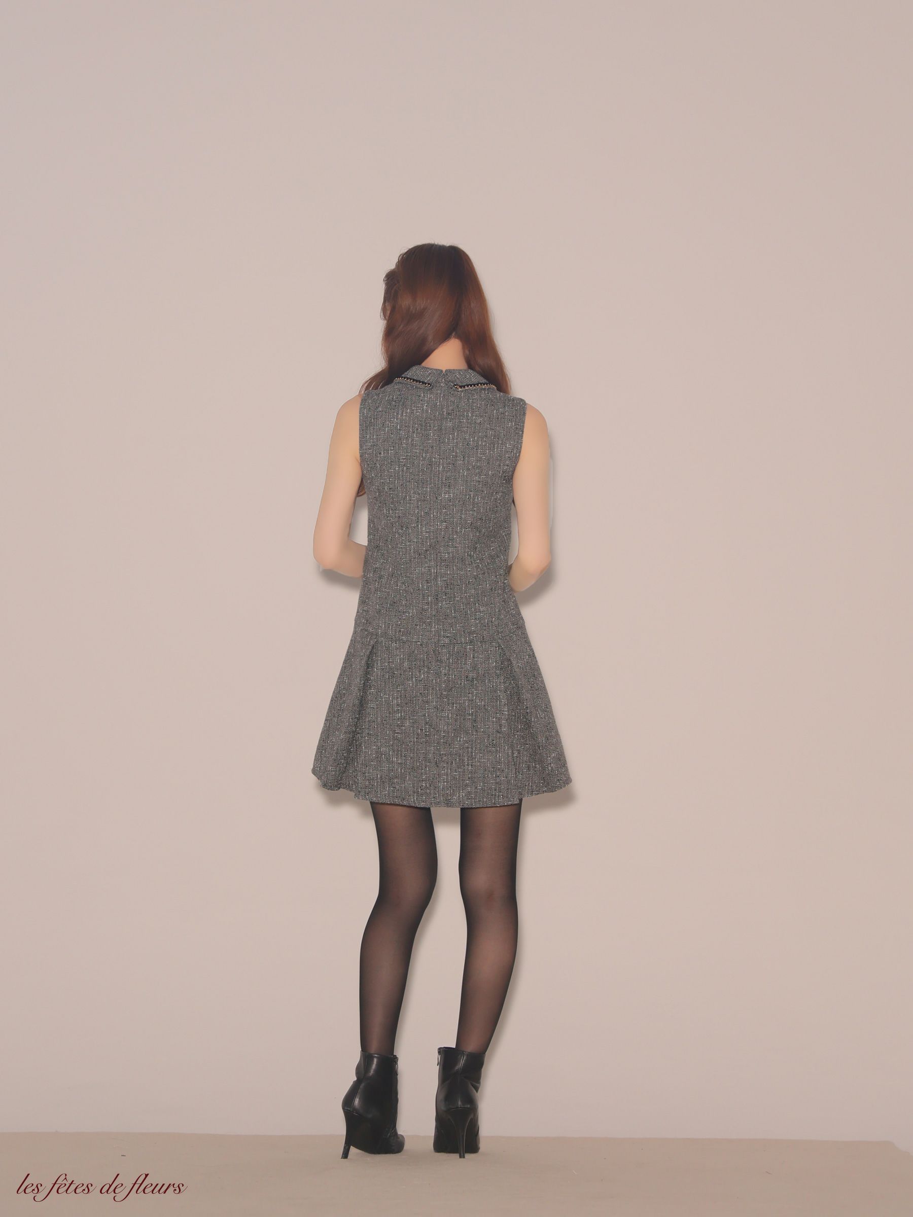 Les fetes de fleurs レフェットデフルール 【XSサイズあり】classic tweed mini dress LF4634