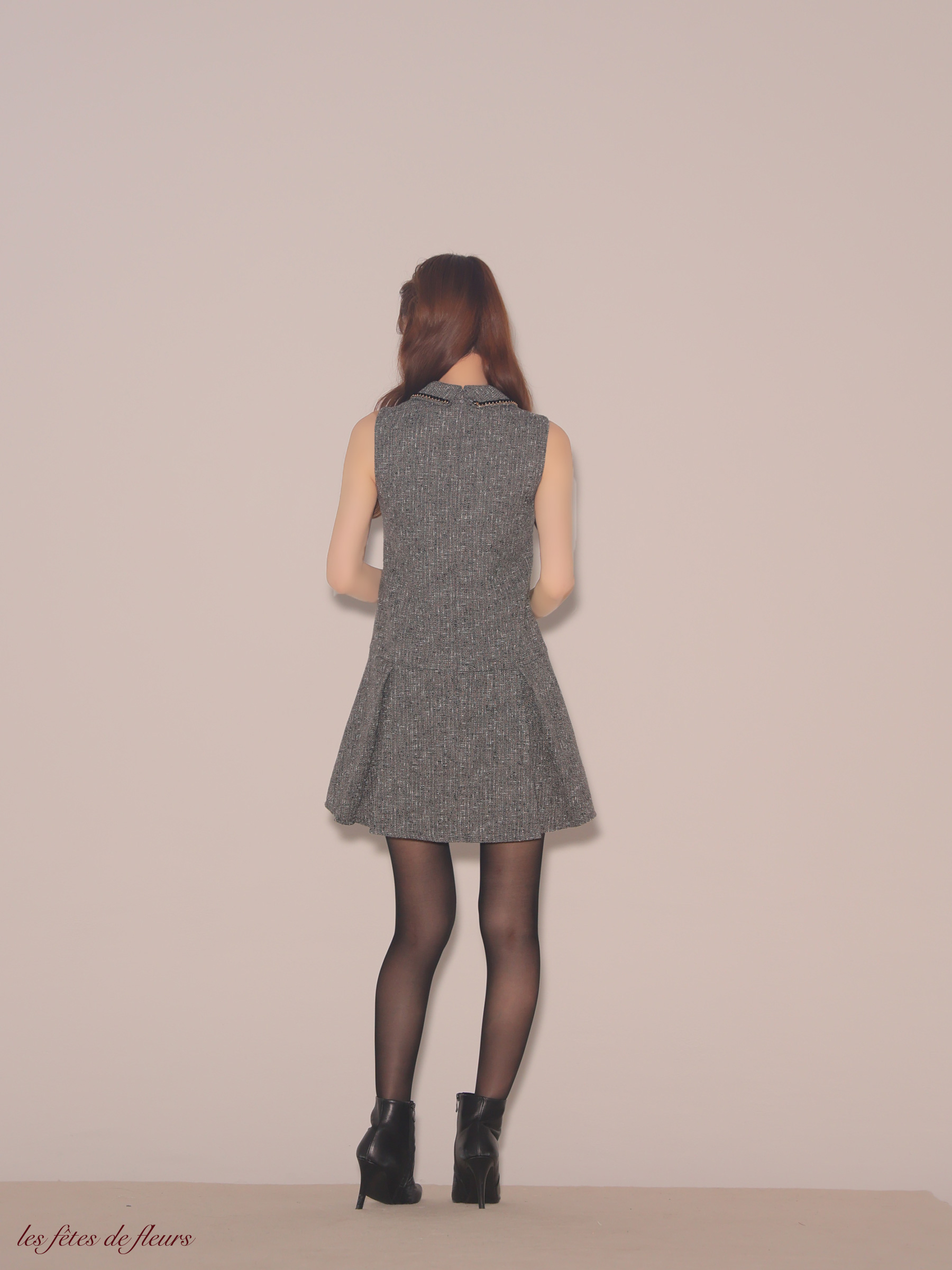 Les fetes de fleurs レフェットデフルール 【XSサイズあり】classic tweed mini dress LF4634