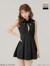 ROBE de FLEURS ローブドフルール 【XS～Lサイズあり】襟付きノースリーブフレアミニキャバドレス fm4156