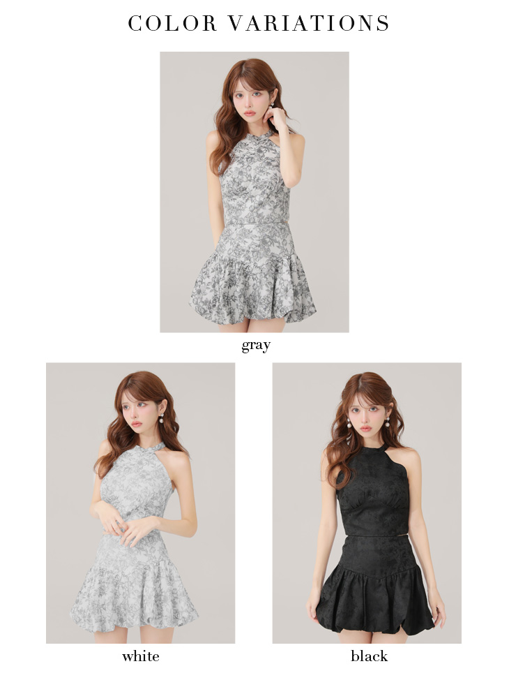 ROBE de FLEURS ローブドフルール 【XSサイズあり】ジャガードホルターネックフレアミニキャバドレス fm4624