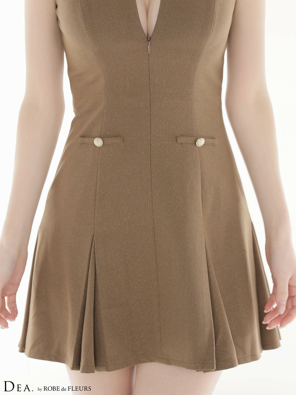 DEA. ディア バイ ローブドフルール 【XS～Lサイズあり】襟袖ラメツイルフレアミニキャバドレス de4312