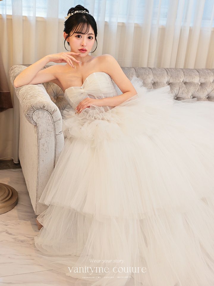 vanityME.couture. バニティミークチュール 4段チュールスカート コルセットライン プリンセス 姫  ロングドレス ホワイト vctr-t-2420-4