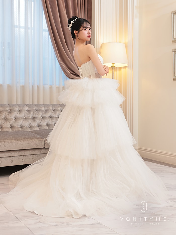 vanityME.couture. バニティミークチュール 4段チュールスカート コルセットライン プリンセス 姫  ロングドレス ホワイト vctr-t-2420-4