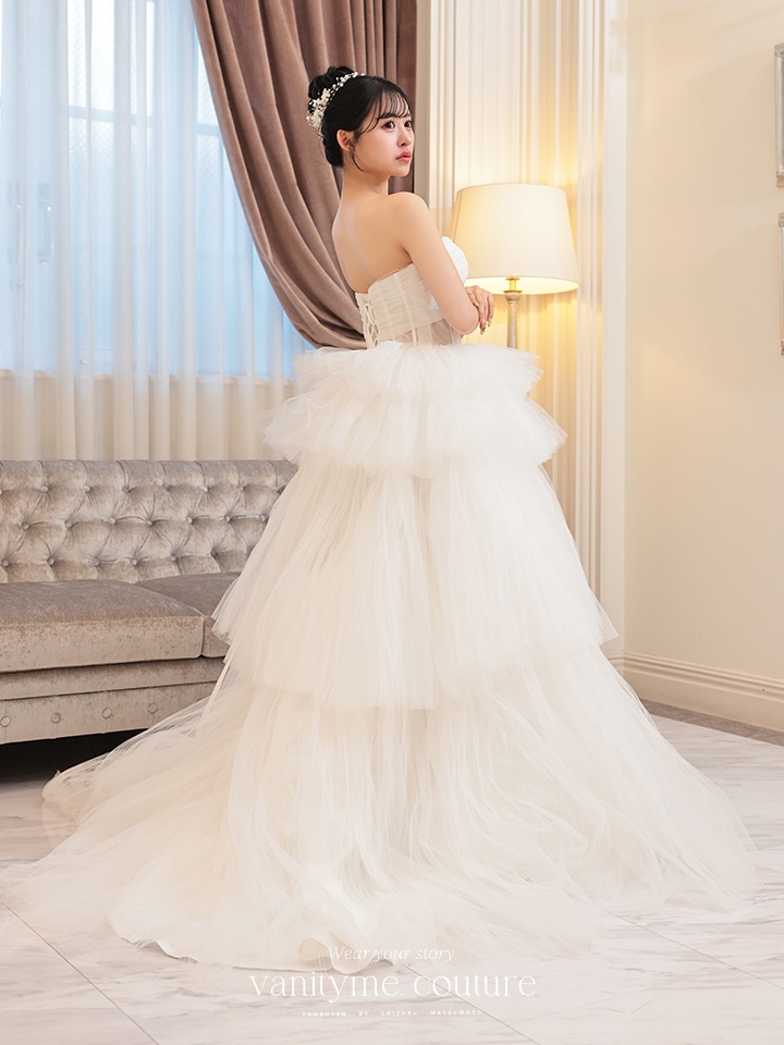 vanityME.couture. バニティミークチュール 4段チュールスカート コルセットライン プリンセス 姫  ロングドレス ホワイト vctr-t-2420-4