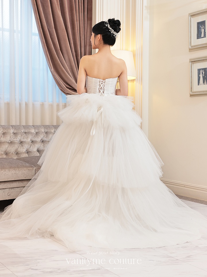 vanityME.couture. バニティミークチュール 4段チュールスカート コルセットライン プリンセス 姫  ロングドレス ホワイト vctr-t-2420-4