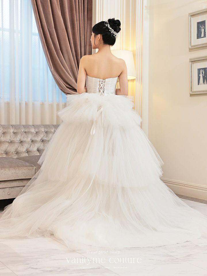 vanityME.couture. バニティミークチュール 4段チュールスカート コルセットライン プリンセス 姫  ロングドレス ホワイト vctr-t-2420-4