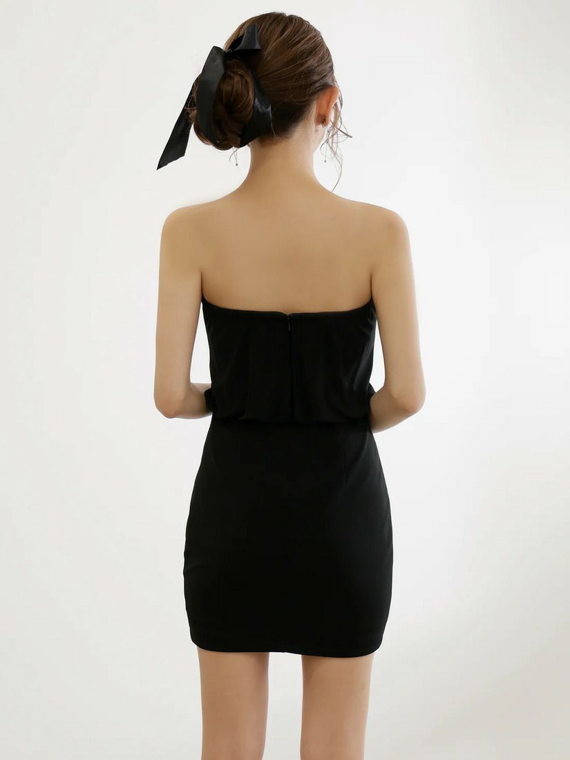 AngelR エンジェルアール ベアトップバストカットフロントビジューギャザードレープタイトマイクロミニドレス ar25353-ks