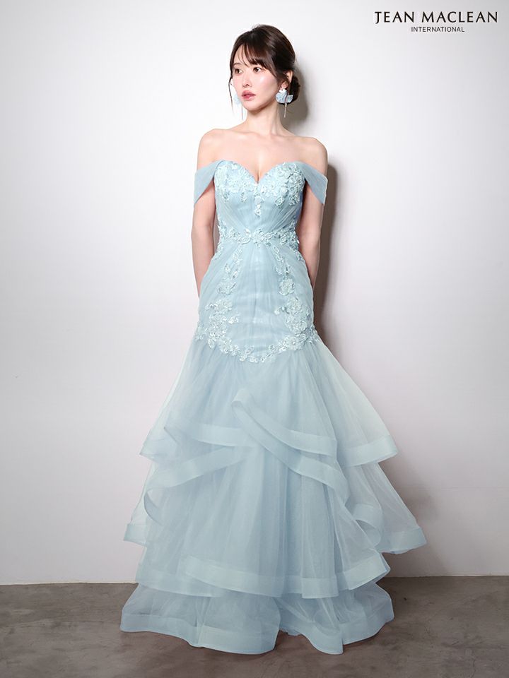 JEAN MACLEAN ジャンマクレーン オフショル/立体フラワーモチーフ/刺繍/マーメイド/タイト ロングドレス ja51003