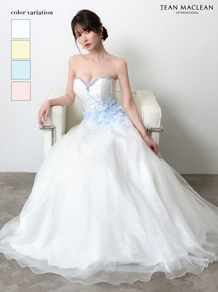 JEAN MACLEAN ジャンマクレーン 立体ローズフラワーモチーフ/ビジュー/姫/ロングドレス  ja51005