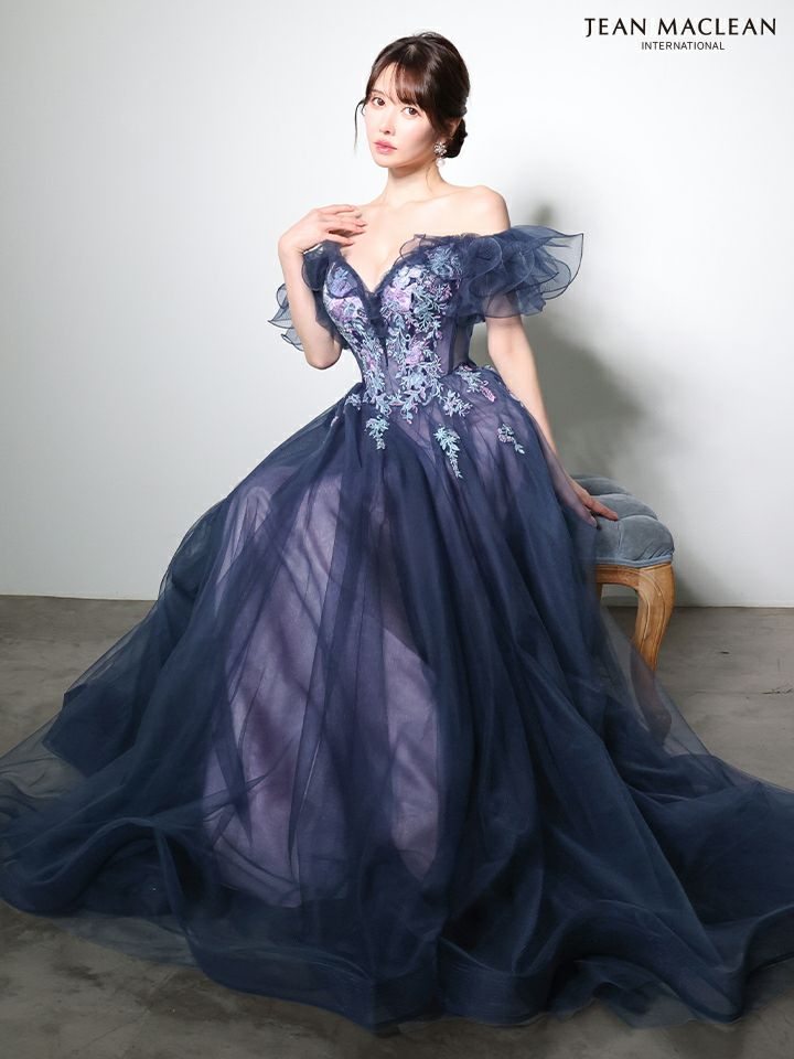 JEAN MACLEAN ジャンマクレーン オフショル/ボリュームフリルスリーブ/花柄刺繍/姫/ロングドレス  ja51006