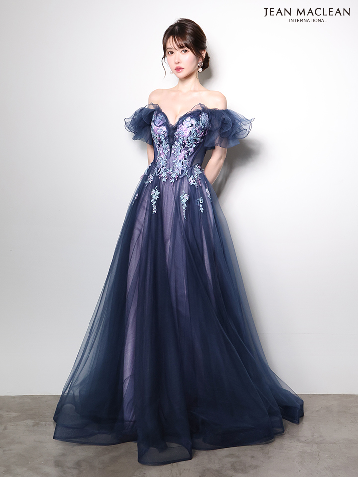 JEAN MACLEAN ジャンマクレーン オフショル/ボリュームフリルスリーブ/花柄刺繍/姫/ロングドレス  ja51006