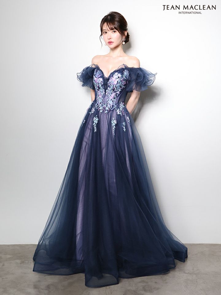 JEAN MACLEAN ジャンマクレーン オフショル/ボリュームフリルスリーブ/花柄刺繍/姫/ロングドレス  ja51006