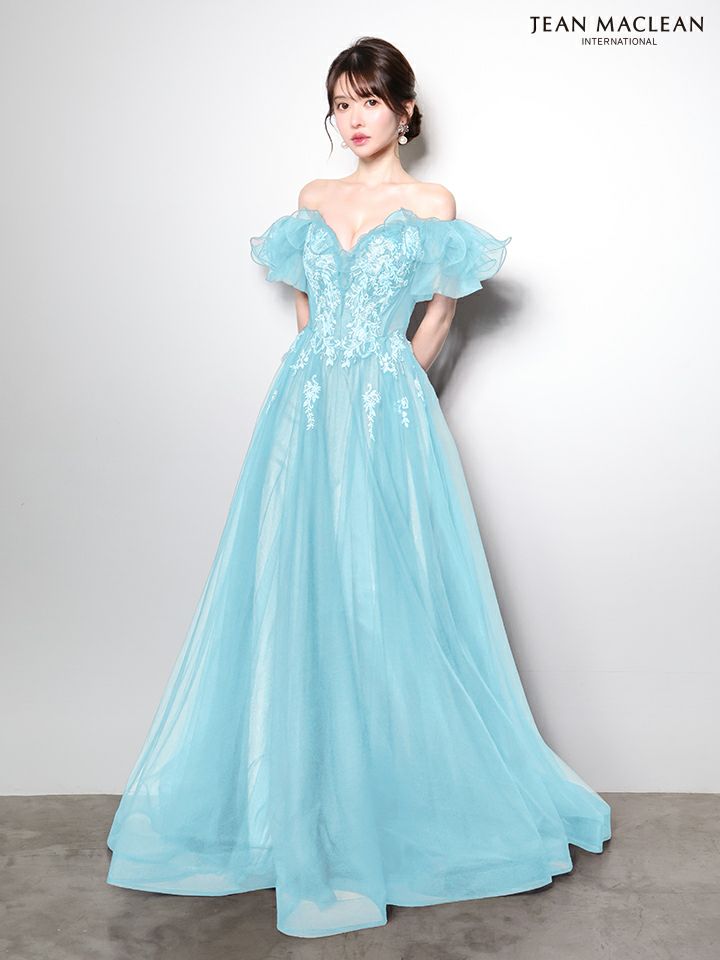 JEAN MACLEAN ジャンマクレーン オフショル/ボリュームフリルスリーブ/花柄刺繍/姫/ロングドレス  ja51006