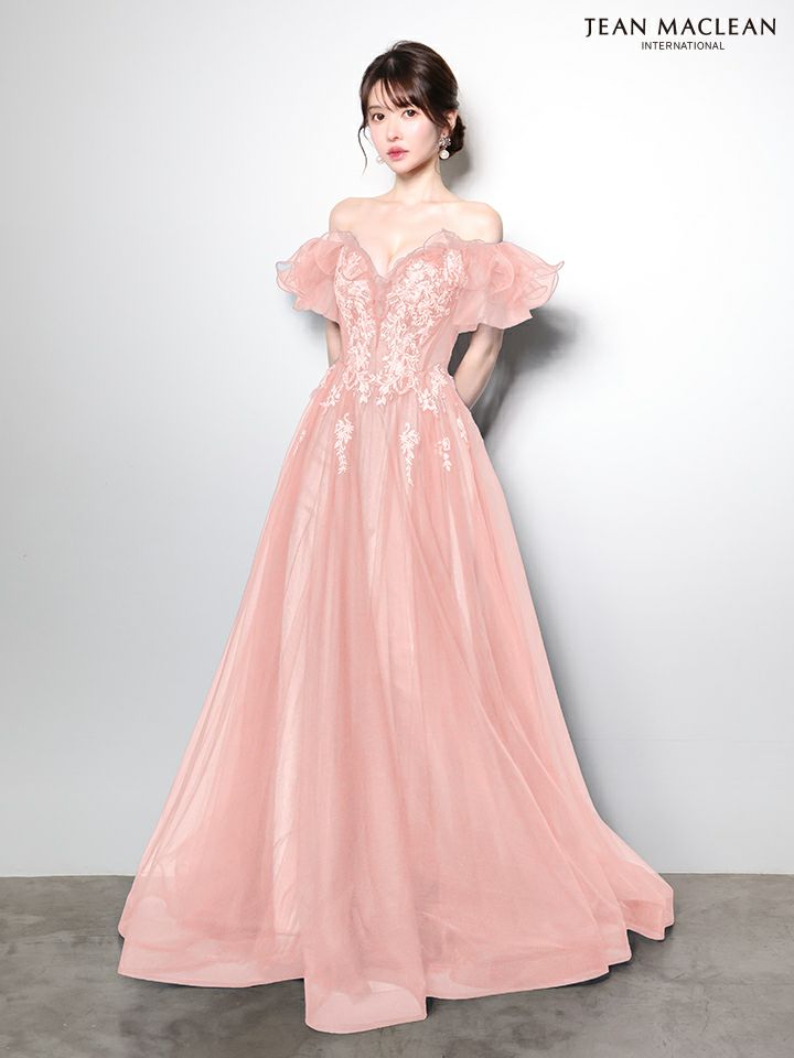 JEAN MACLEAN ジャンマクレーン オフショル/ボリュームフリルスリーブ/花柄刺繍/姫/ロングドレス  ja51006