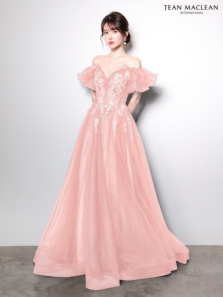 JEAN MACLEAN ジャンマクレーン オフショル/ボリュームフリルスリーブ/花柄刺繍/姫/ロングドレス  ja51006
