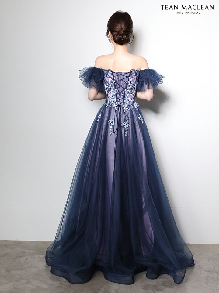 JEAN MACLEAN ジャンマクレーン オフショル/ボリュームフリルスリーブ/花柄刺繍/姫/ロングドレス  ja51006