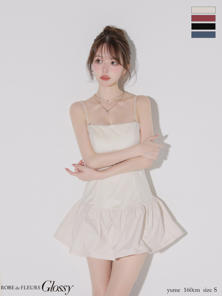 Glossy ローブドフルールグロッシー 【XSサイズあり】ベロアバルーンフレアベアトップミニキャバドレス gl4159-c