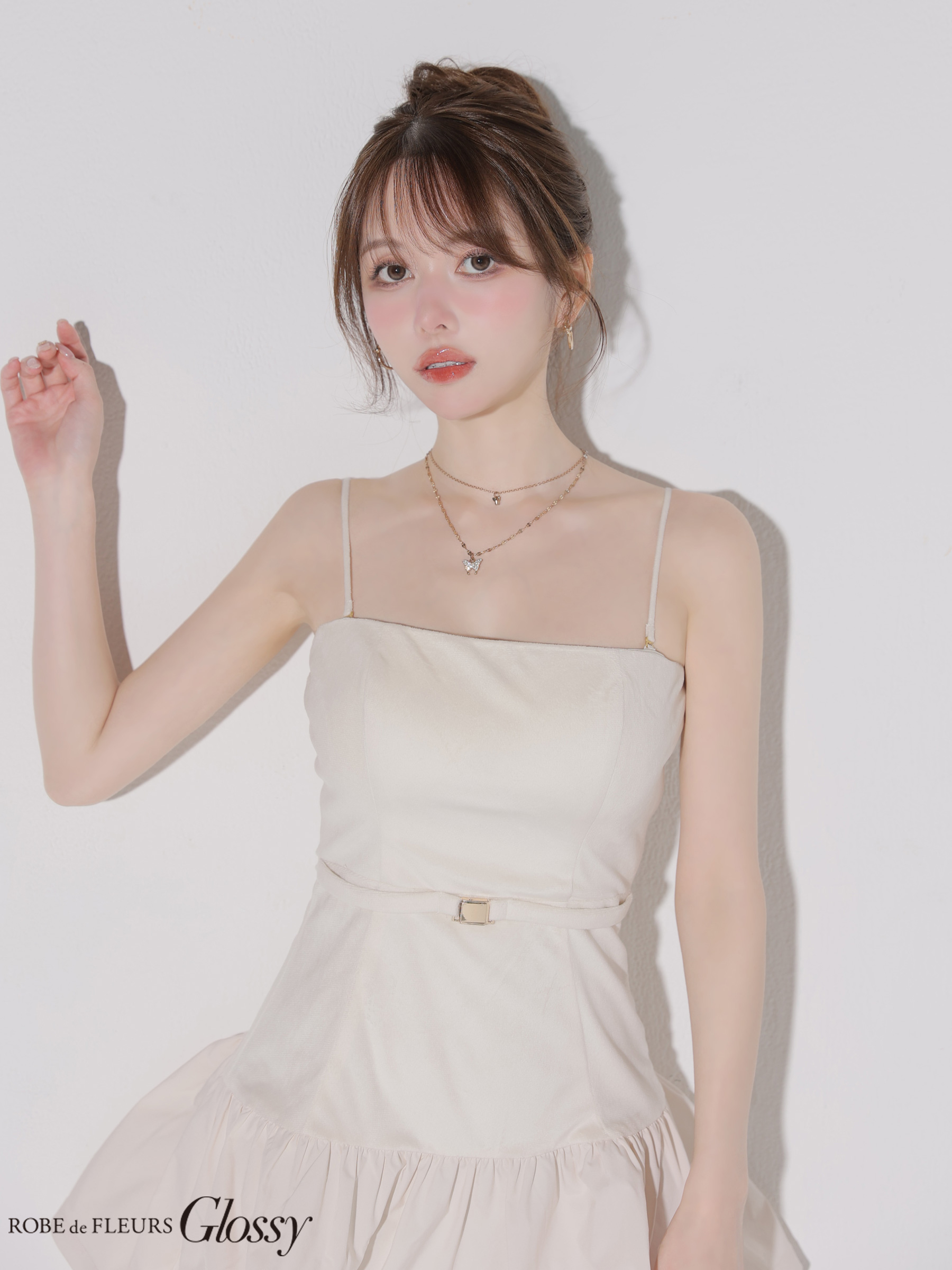 Glossy ローブドフルールグロッシー 【XSサイズあり】ベロアバルーンフレアベアトップミニキャバドレス gl4159-c