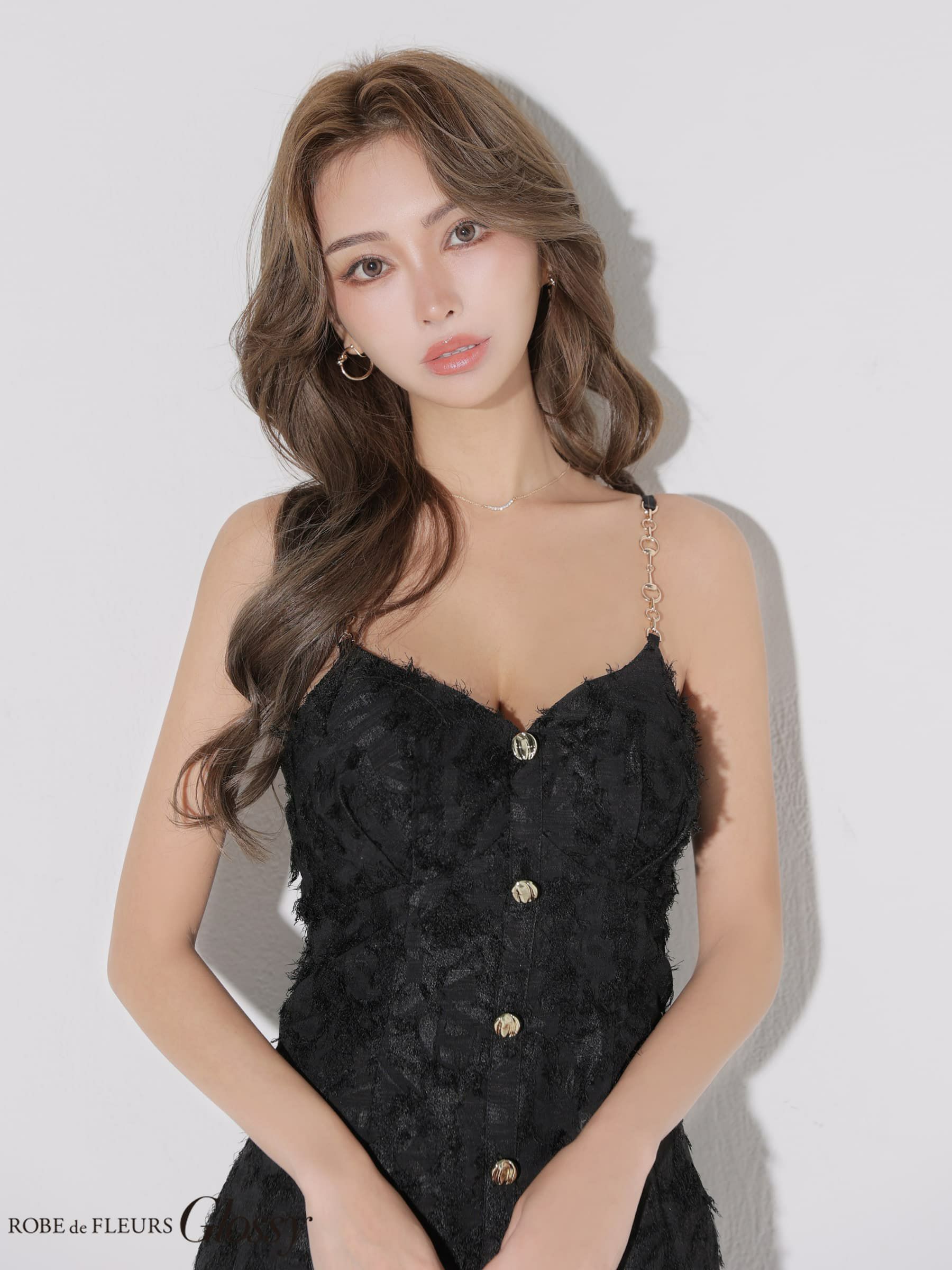 Glossy ローブドフルールグロッシー 【XSサイズあり】フリンジジャガードキャミミニキャバドレス gl4337-c