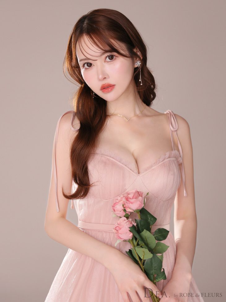 DEA. ディア バイ ローブドフルール ショルダーリボンフレアチュールロングキャバドレス de3745
