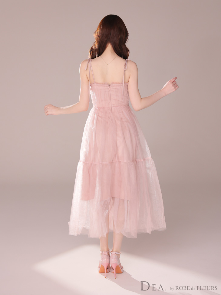 DEA. ディア バイ ローブドフルール ショルダーリボンフレアチュールロングキャバドレス de3745