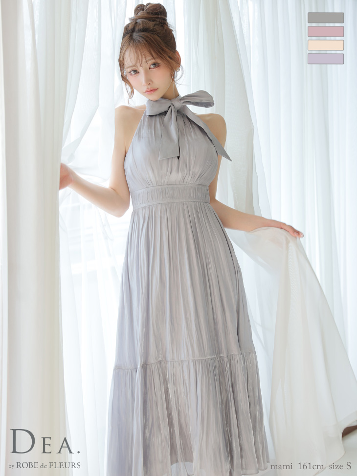 DEA. ディア バイ ローブドフルール 2way バストカットサテンリボンフレアロングキャバドレス de3366